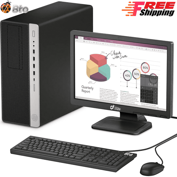 Restored HP G4 Desktop Tower PC Intel Hexa Core i7 8700 8th Gen. upto 4.60GHz Processor, 16GB DDR4 Ram, 1TB NVMe M.2 SSD, New 24" Monitor, WiFi Windows 11 Pro Computer (Refurbished)