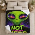 thumbnail image 5 of Extraterrestrial Alien Head Cosmic Nebula, Playful Woodland Scene, Warm Flannel Blanket for Cabin and Lodge, Celestial Art Lovers Housewarming Gift, Fantasy Home Decor, 5 of 9