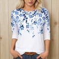 thumbnail image 2 of DHFJKG 3/4 Sleeve T Shirts For Women Crew Neck Floral Printed Loose Fit Spring Summer Top Bohemian Beach Vacation Clothes Soft Tops, 2 of 4