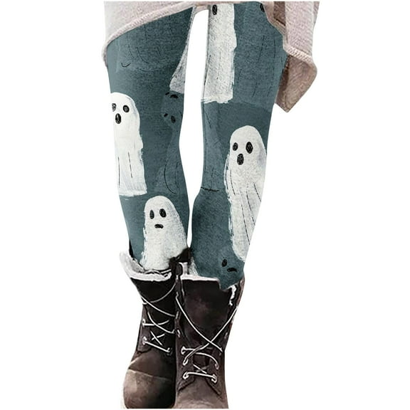 Byworldtasic Halloween Pants for Women Women's Prints Soft Stretch Yoga Pants High Waisted Thermal Warm Stretch Seamless Leggings