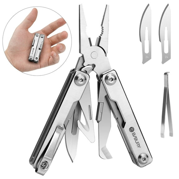BIBURY Outdoor Mini Multitool Pliers BI2051A, Mini Pocket Pliers with Window Breaker, Seat Belt Cutter, Bottle Opener for Outdoor Survival, EDC Multi Tool with Pocket Clip, Gifts for Men & Women