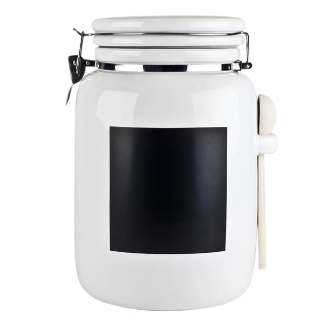 Blue Harbor 33195 9.5 in. White Ceramic Canister with Chalkboard