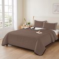 thumbnail image 2 of King Quilt Set 96''x106'', Pure Brown Lightweight Summer Bedspread Coverlet Set with 2 Pillow Shams, Simple Solid Color Breathable All Season Quilt Bedding for Bedroom/Guest Room, 2 of 9