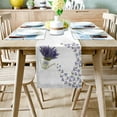 thumbnail image 2 of Table Runner Dresser Scarves 70 Inch Long, Rustic Lavender Floral in Can Linen Dining Table Runners FarmHouse Butterfly Tabletop Scarf for Wedding Holiday Party Kitchen, 2 of 7