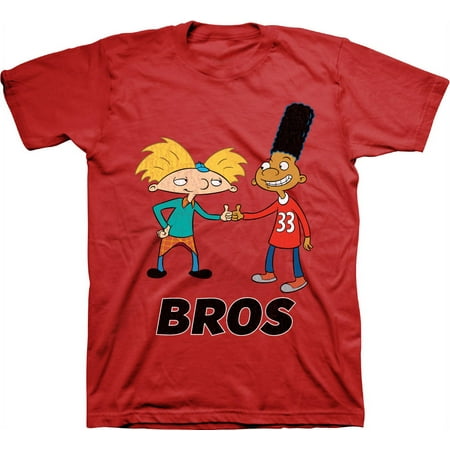Mens Nickelodeon Hey Arnold! Shirt - Retro Nick Hey Arnold tee - Classic Nick Graphic T-Shirt (Red, 3X-Large)