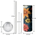 thumbnail image 5 of 20oz Colorful Floral Pattern Skinny Tumblers Stainless Steel Tumbler with Lid and Straw,Vacuum Insulated Double Wall Travel Tumbler Cups with Cleaning Brush for Coffee,Tea, 5 of 6