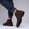 thumbnail image 5 of Men's Chelsea Boots Classic Formal Slip-On Leather Comfortable Casual Lightweight Pointed Toe Business Boots Brown 11.5 US, 5 of 7