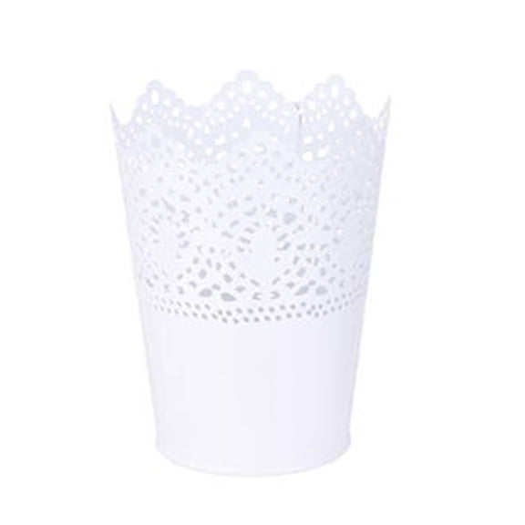 WHAMVOX Lace Hollow Out White Flower Pot for Plant Pots and Desk Storage Organizer