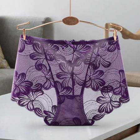 

Cathalem Women Sleepwear File Breifs Waist Size Women s Plus Open Lace Sexy Low Panties Thigh High Tights for Women Lingerie Underwear Purple Large
