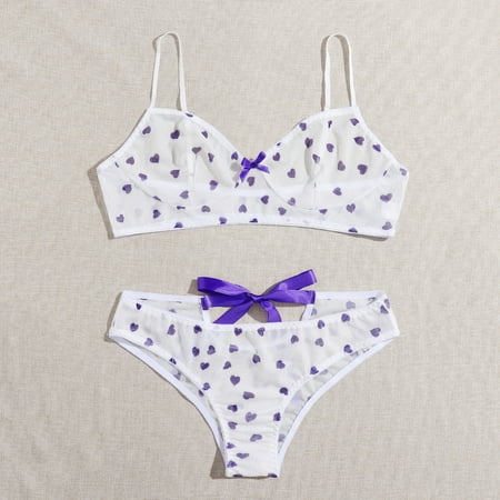 

Leesechin Underwear for Women Clearance Sexy Lingerie Sexy Cute Girl Princess Style Love Bow Panties Panties Set
