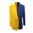 thumbnail image 5 of Yoodem Women's Outerwear Blazer Color Block Modern Fit Fingertip Length Lapel Long Sleeve Button with 2 Pockets Yellow L, 5 of 5