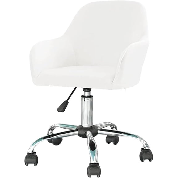 Velvet Swivel Armrest Curved Back Chiar Cover, Office Desk Chair Slipcover Stretch Wingback Dining Chair Cover Protector (White,1pack)