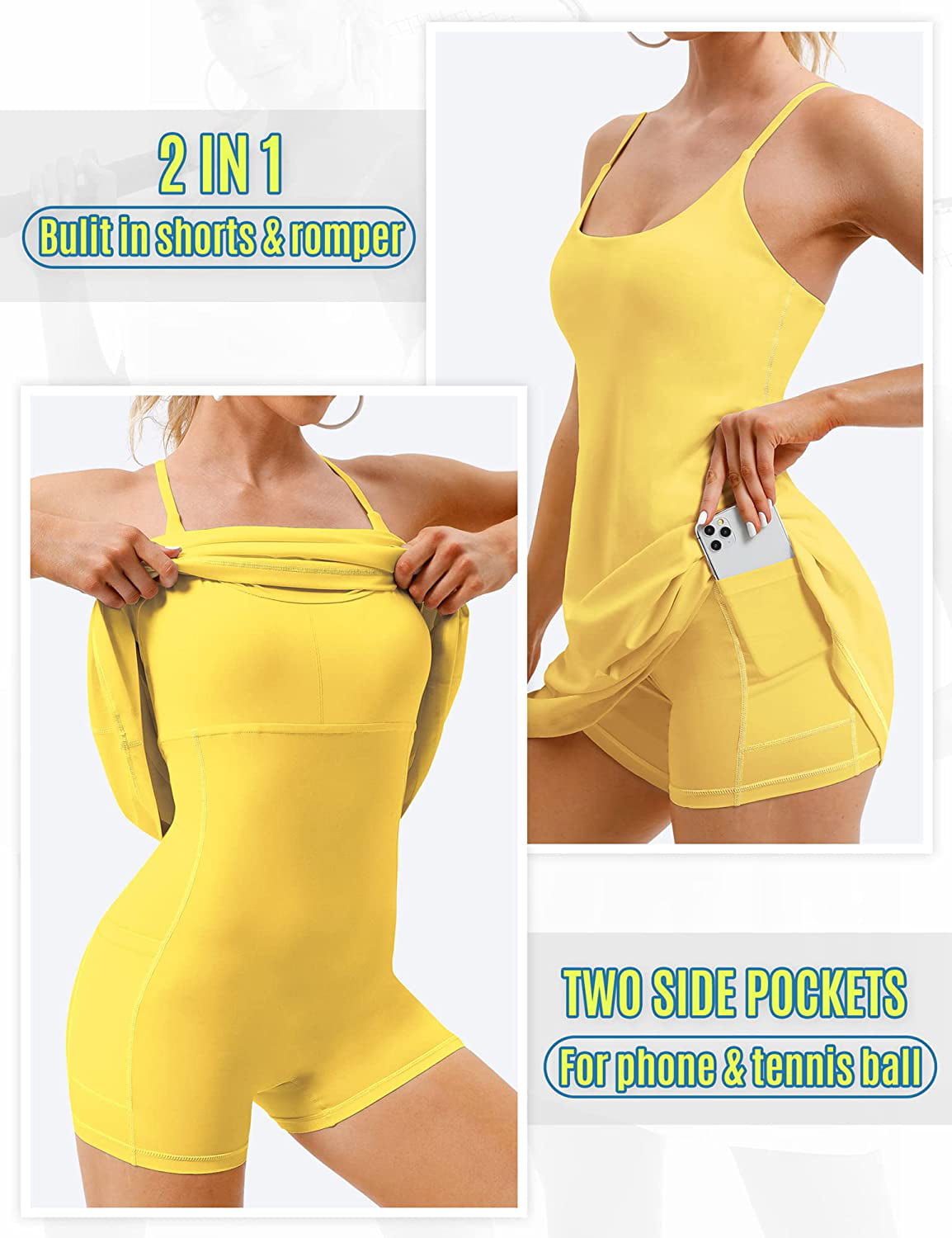 Womens Sleeveless Exercise Halter Tennis Dress With Built In Bra And Shorts  Basic Casual Golf Workout Athletic Dress In Pockets Style 230603 From  Dao01, $9.45
