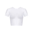 thumbnail image 3 of Camiseta de manga corta brillante al óleo para mujer, Top corto de Color sólido con cuello redondo, blusa ajustada con ombligo, camiseta expuesta para Yoga y Fitness, 3 of 5