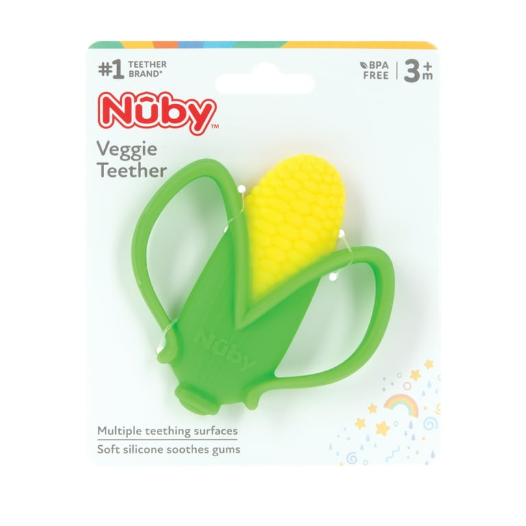 小物 kearny nupri clear yellow Nuby 3pk Silicone Veggie Teethers with Corn, Carrot, and Pea
