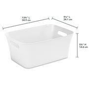 (6 pack) Mainstays Medium Open Plastic Storage Bin with Handles, White