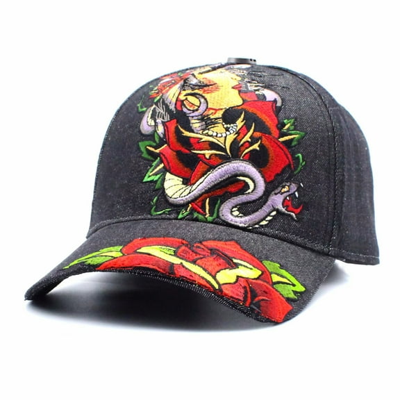 Tilgomedal Snake and Rose Girl Snapback Hat for Men Women Dad Baseball A frame Cap