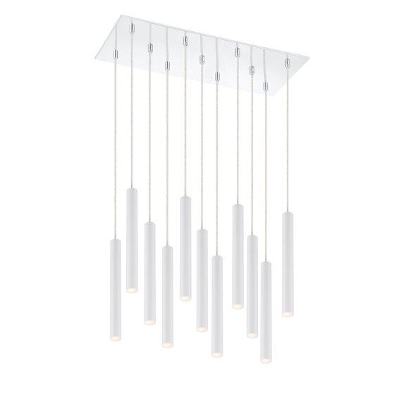 Z-Lite Forest 11 Light Steel LED Island Pendant in Matte White and Chrome