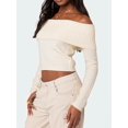 thumbnail image 2 of Off the Shoulder Sweater for Women 2025 Fall Fashion Cute Long Sleeve Tops Winter Ribbed Pullover Knit Outfits White L, 2 of 8