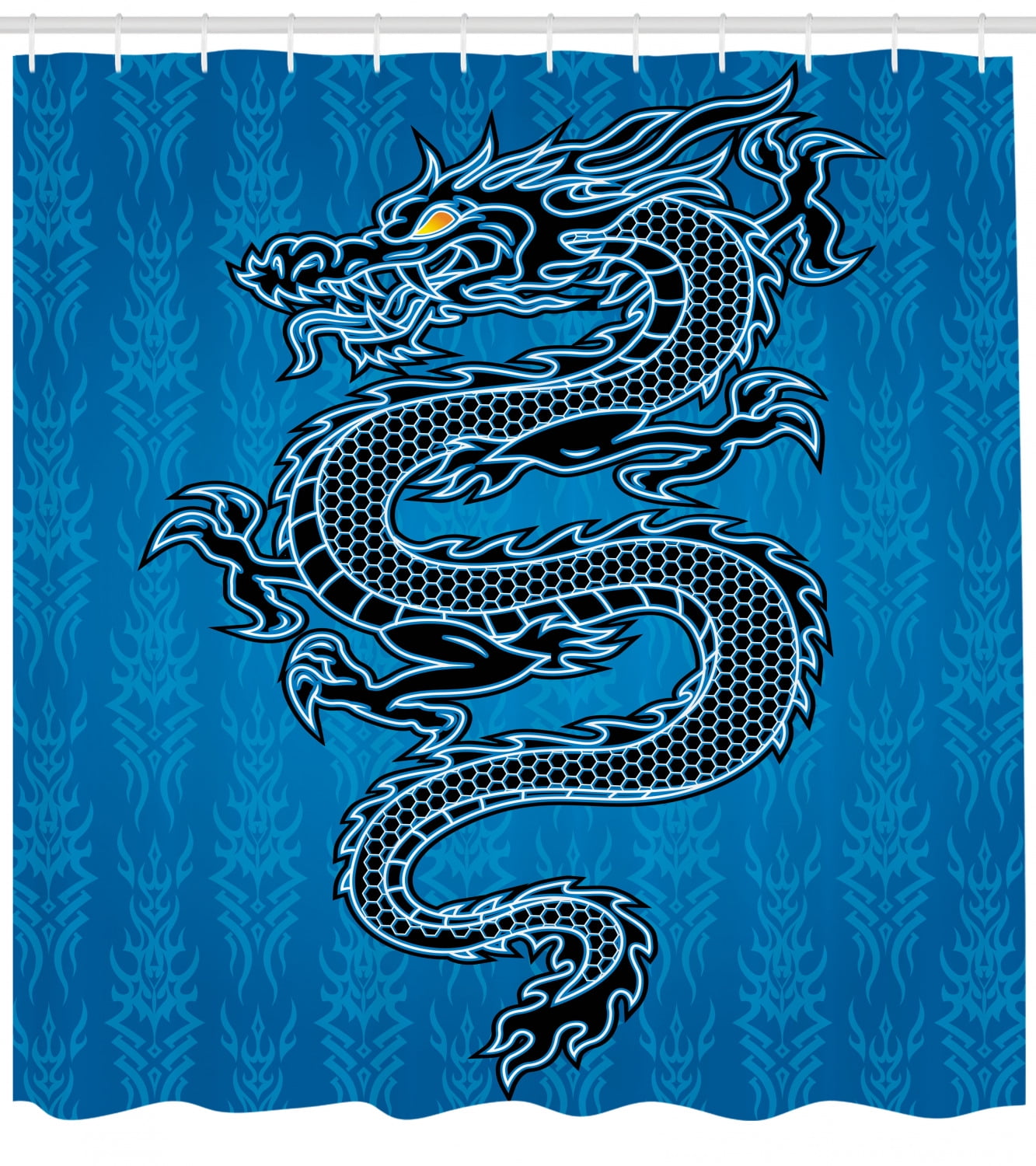 Anese Dragon Shower Curtain Black On Blue Tribal Anese Dragon Shower Curtain Black