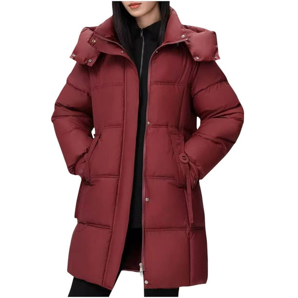 Parkas de manga larga para mujer, color liso, manga larga, gruesa, holgada, con capucha, desmontable, chaqueta de invierno de manga larga, chaqueta de manga larga, parkas de manga larga, parte superio