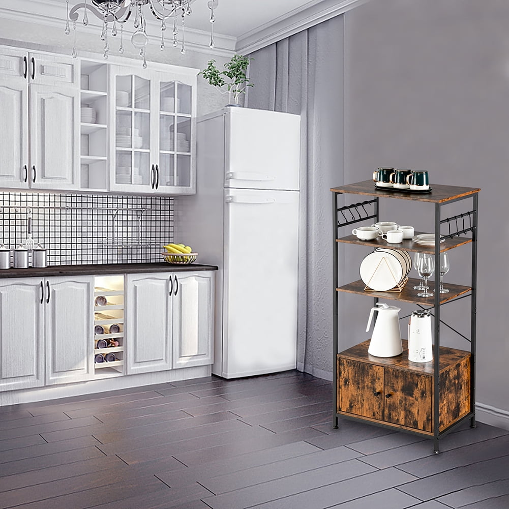 Kepooman 5-Tier Bakers Rack for Kitchen with Cabinets, Microwave Oven Stand Kitchen Baker's Rack, Kitchen Rack for Dining Room, Black & Brown Kepooman 5-Tier Bakers Rack for Kitchen with Cabinets, Microwave Oven Stand Kitchen Baker's Rack, Kitchen Rack for Dining Room, Black & Brown