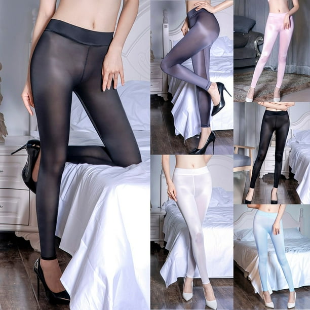 Sexy Women's Semi See-through Slim Fit Pants Elastic Sports Yoga Pants  Leggings Silky Trousers