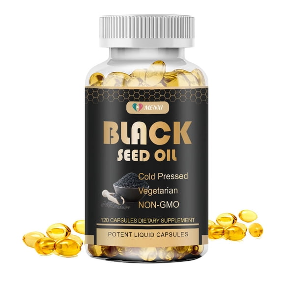 MENXI Black Seed Oil 1000mg, Premium Cold Pressed for Immune Support & Respiratory Health, 120 Count