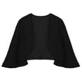 thumbnail image 3 of VNKIDY Women's Chiffon Shirt Solid Color Sheer Chiffon Bolero Open Front Blouse 3/4 Flared Sleeve Lightweight Shirt For Dresses Weddings Formal Occasions Versatile Tops, 3 of 3