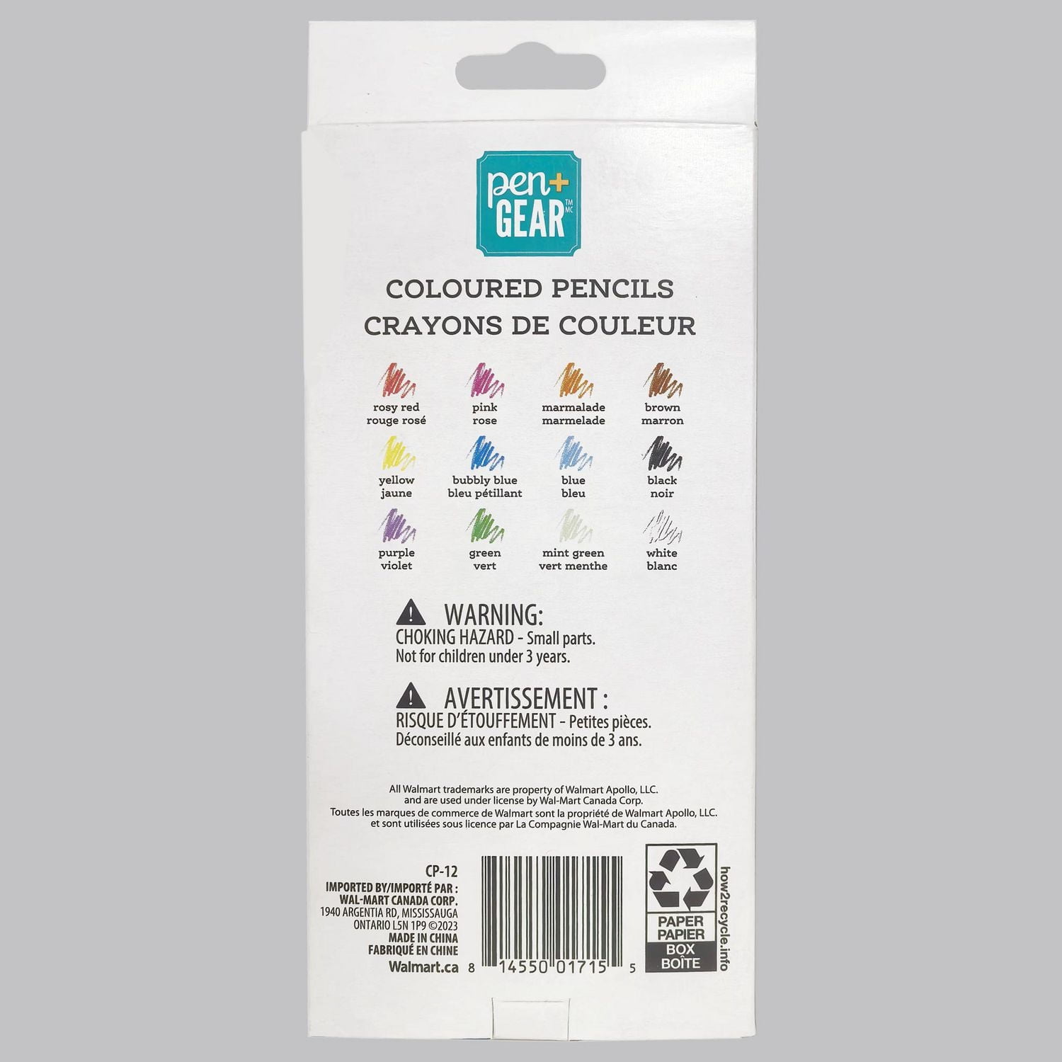 PEN+GEAR  12 Crayons De Couleur emballés dans une boîte en papier 12CT CRAYONS DE COULEUR