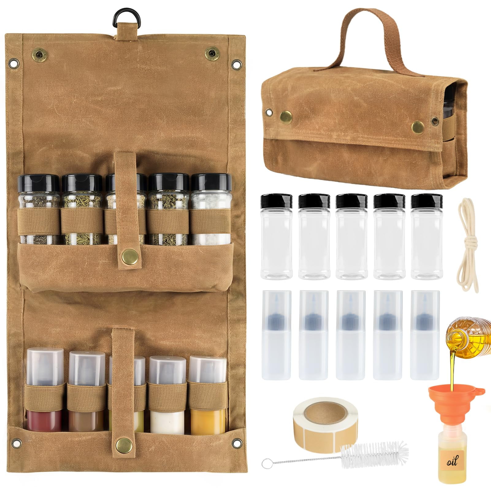 Portable Camping Spice Jars Organizer Kit with Storage Bag VT04