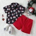 thumbnail image 2 of XXWXYD Toddler Boys Christmas Short Sleeve T-Shirt and Shorts Set with Cartoon Santa Prints, Gentleman Outfit for Holiday Par𝗍y, 2 of 9
