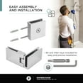 thumbnail image 4 of Fine Fixtures Hinged Frameless Shower Door - Clear Tempered Glass Door - Walk In Shower Enclosure 54" W x 74" H Polished Chrome Finish, 4 of 11