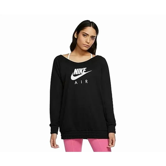 Nike Air Ots Long-Sleeve Fleece Tunic Womens Active Shirts & Tees Size Xs, Color: Black/White