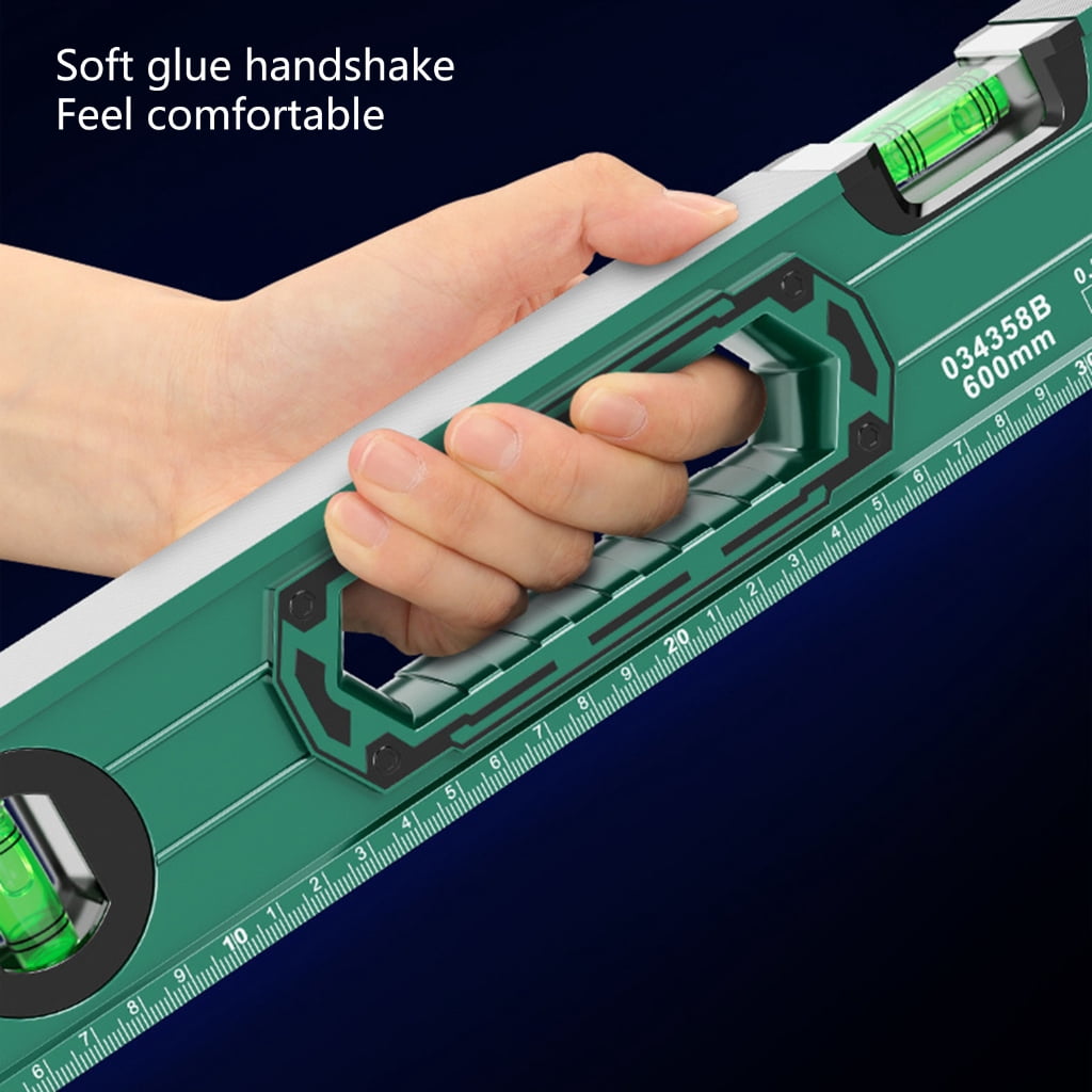 ANXPTIME 12inch/24inch Aluminum Ruler Magnetic Ruler 45/90/180 Degree Bubble Measureing Ruler with Metric Scale