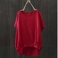 thumbnail image 5 of SHITINN Women Lady Linen Solid T-Shirt Casual Plain Loose Blouse Shirt Asymmetrical Tops Short Sleeve Tops for Women Womens Basic Tops Women's Tops, Tees & Blouses, 5 of 9