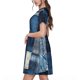 thumbnail image 2 of Easygdp Indigo Patchwork Quilt para Vestido Transpirable de Mujer, Vestido Suelto de Manga Corta con Pliegues y Bolsillos para el Verano, 2 of 6