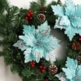 thumbnail image 4 of JeashCHAT Sequin Poinsettia Flower Picks, Christmas Tree Decorations, Fabric Artificial Christmas Flower Stem, Glitter Fake Floral for Vase Xmas Holiday Party Home Decor, 10.24" x 10.82", 4 of 6