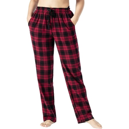 Women's Pajama Bottoms Cotton Plaid Lounge Pants Long Sleepwear Pajama ...