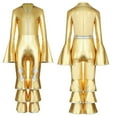 thumbnail image 4 of iiniim Kids Girls Long Flare Sleeve Retro Disco Jumpsuits Movie Star Singer Rave Party Bodysuits Gold 16, 4 of 7