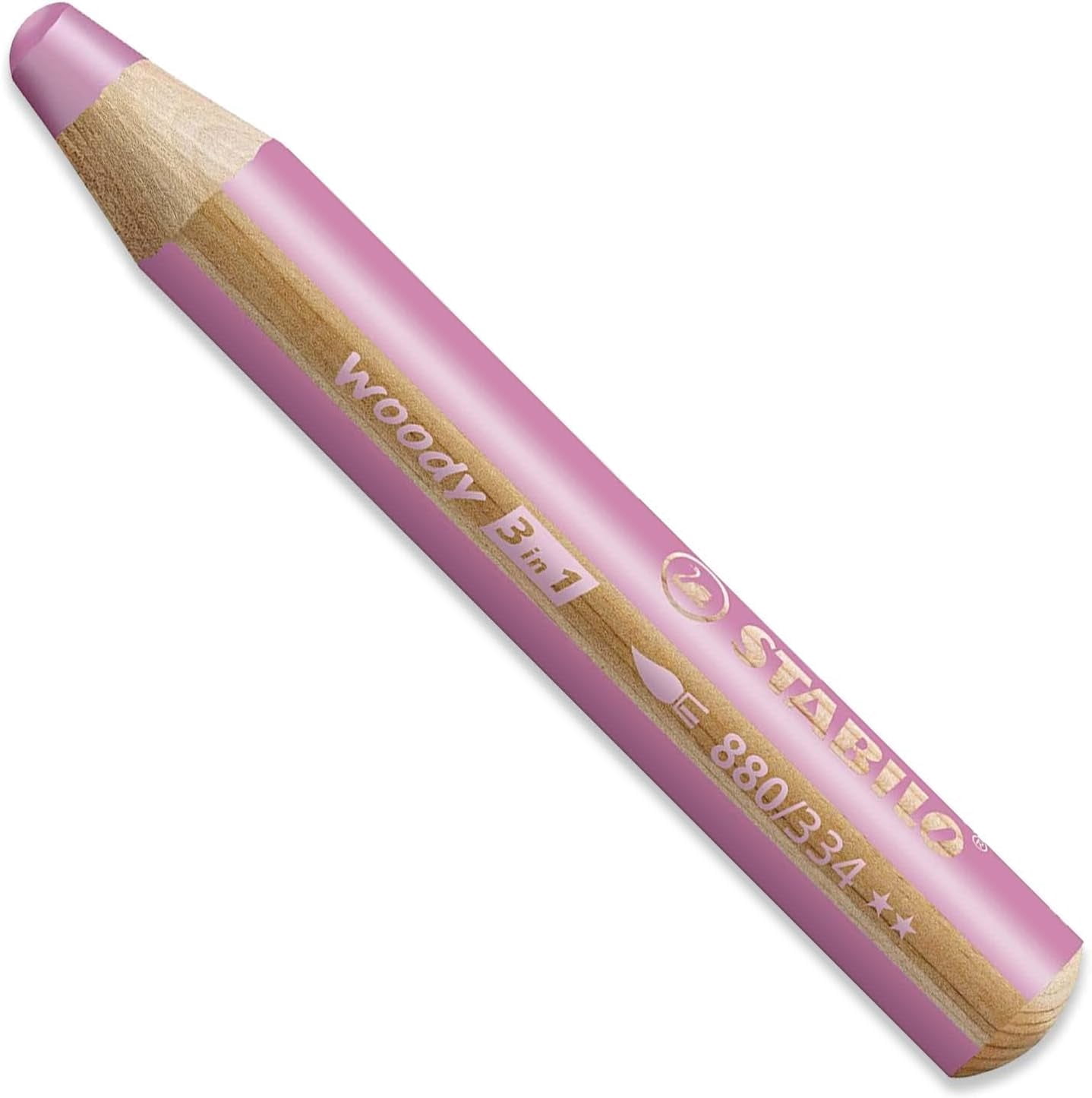 STABILO Multi-talented Pencil woody 3-in-1 - Pastel Box of 5 - Pink, Orange, Yellow, Cyan Blue + Sharpener
