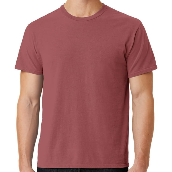 Mens Soft Pigment Dyed Cotton Tee Shirt, Small Red Rock