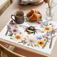 thumbnail image 3 of Rustic Bee Garland Placemats Set of 6 Spring Floral Watercolor Place Mats Indoor Wipeable Table Mats Washable Cloth Dining Table Placemats for Kitchen Holiday Party Home Decor 13x19 Inch, 3 of 9