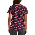 thumbnail image 3 of Valentine Day Scrub Tops for Woman Short Sleeve Plus Size V Neck Nursing Scrubs Love Heart Print Cute Quick Dry Uniforms with Pockets Black 2XL, 3 of 5