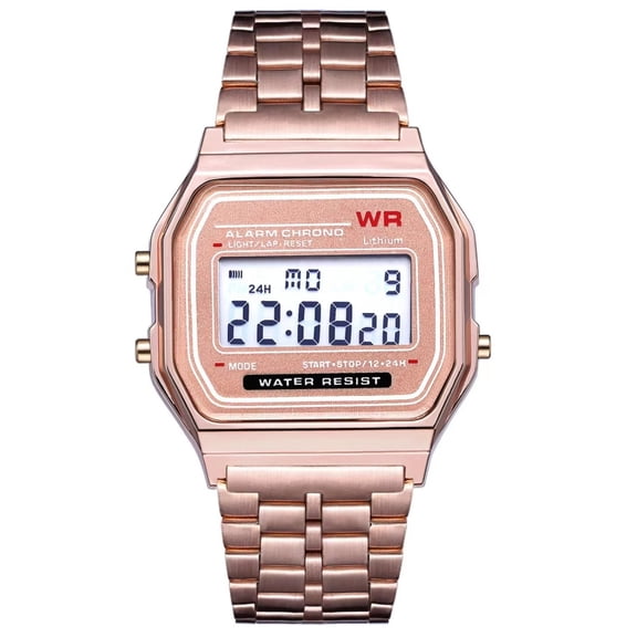 Non-Waterproof Steel Band Watch For Women, Men, Business Clock, Multi-Functional LED Digital Sports Watch, Electronic Clock