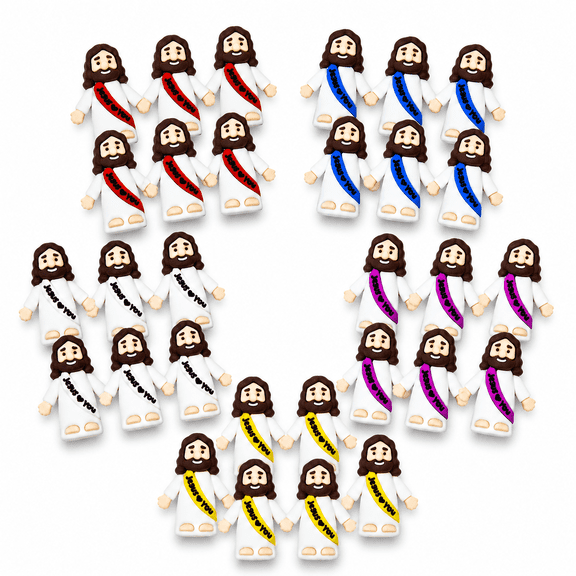 30pcs Little Jesus Figures Jesus Loves You Mini Jesus Figures Hide and Seek Religious Party Favors Sunday School Baptism Gifts