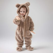 Cozy Baby Girls Long Sleeve Hooded Jumpsuit Romper Winter Warm Outfit Ideal for and Outdoor Activities