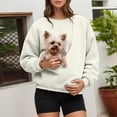 thumbnail image 2 of CFXNMZGR Cat Dog Pouch Hoodie for Women Pet Carrier Pocket Fashion Animal Holder Sweatshirts Pullover Long Sleeve Comfy Tops (Beige,S), 2 of 5