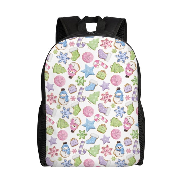 Adobk Sac à Dos Résistant à l'Eau Imprimé Biscuits de Noël Pastel pour Travail Voyage Collège Compartiment Durable pour Ordinateur Portable Sangles Réglables