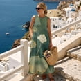 thumbnail image 3 of Xoenoiee Lotus Flower Leaves Print Summer Dresses for Women 2026 Sleeveless Cotton Linen Maxi Dress Casual Crewneck Sundress with Pockets, Boho Beach Vacation Outfits Resort Wear, 3XL, 3 of 7